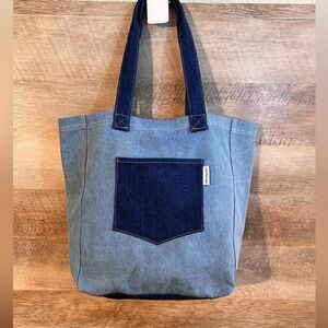 Bloomingdale’s Two-Tone Denim Tote Bag | Blue